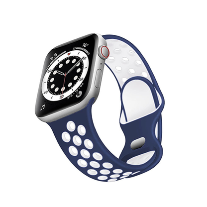 Curea Silicone Flex Loop - Apple Watch 1/2/3/4/5/6/7/8/9/10/11/SE/SE2/SE3 - 38/40/41/42 MM - Midnight Blue/White