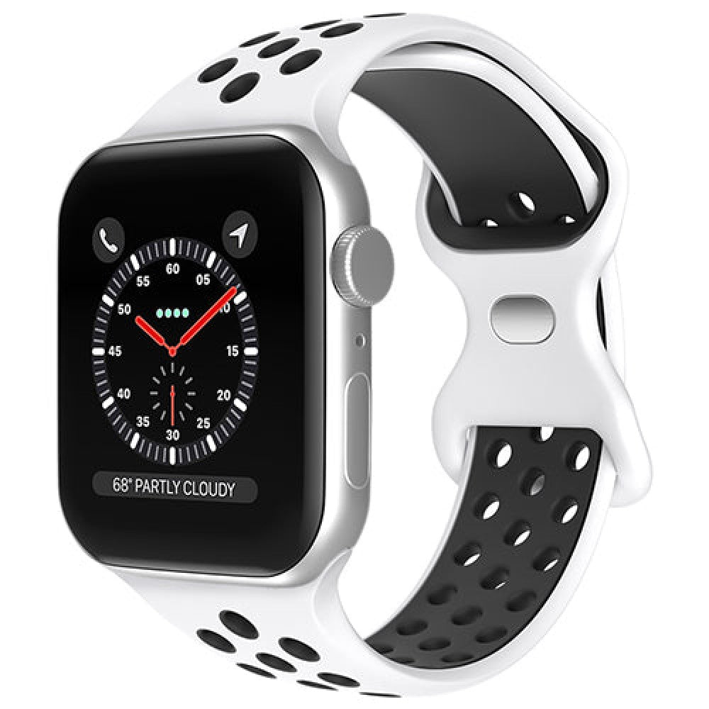 Curea Silicone Flex Loop - Apple Watch 1/2/3/4/5/6/7/8/9/10/11/SE/SE2/SE3 - 38/40/41/42 MM - White/Black