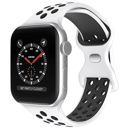 Curea Silicone Flex Loop - Apple Watch 1/2/3/4/5/6/7/8/9/10/11/SE/SE2/SE3 - 38/40/41/42 MM - White/Black