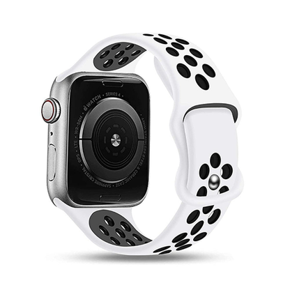 Curea Silicone Flex Loop - Apple Watch 1/2/3/4/5/6/7/8/9/10/11/SE/SE2/SE3 - 38/40/41/42 MM - White/Black