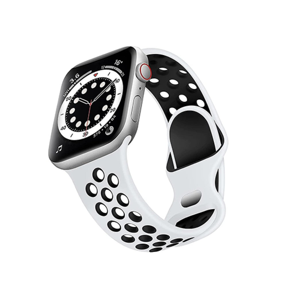 Curea Silicone Flex Loop - Apple Watch 1/2/3/4/5/6/7/8/9/10/11/SE/SE2/SE3 - 38/40/41/42 MM - White/Black