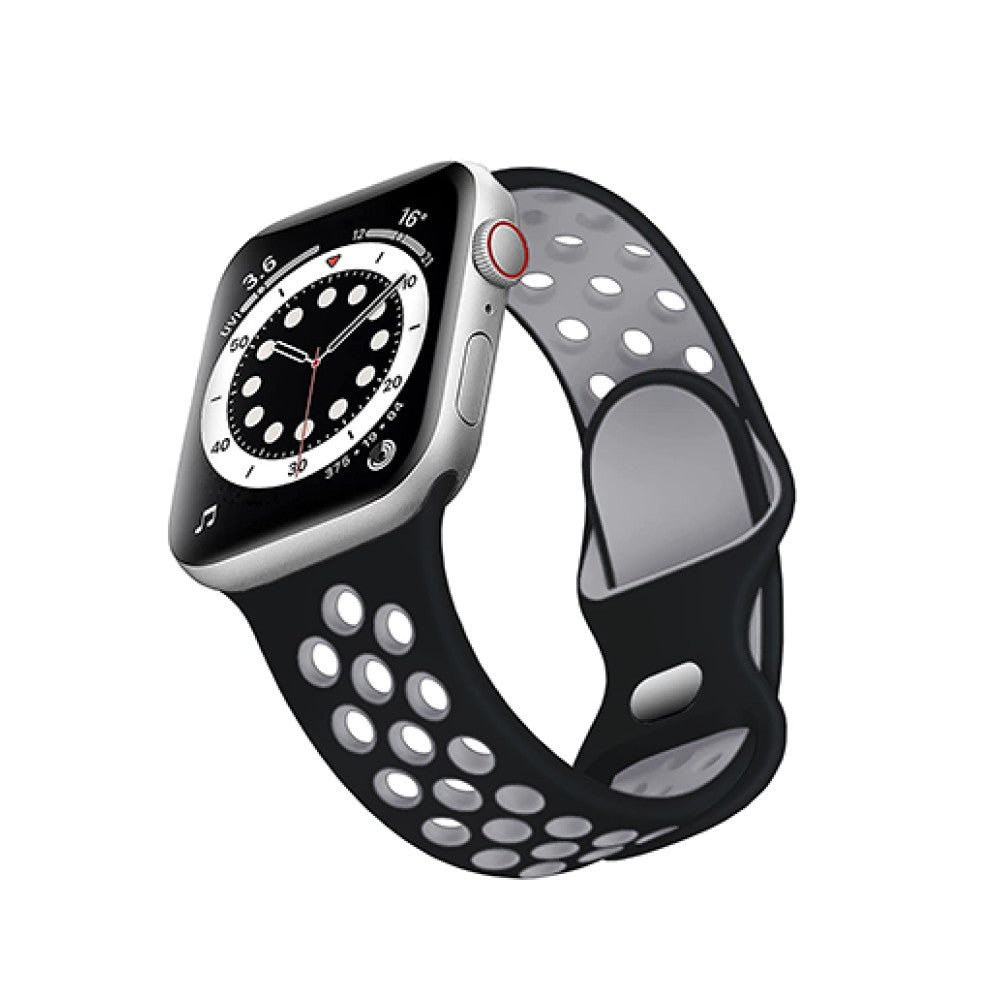 Curea Silicone Flex Loop - Apple Watch 1/2/3/4/5/6/7/8/9/10/11/SE/SE2/SE3 - 38/40/41/42 MM - Black/Gray