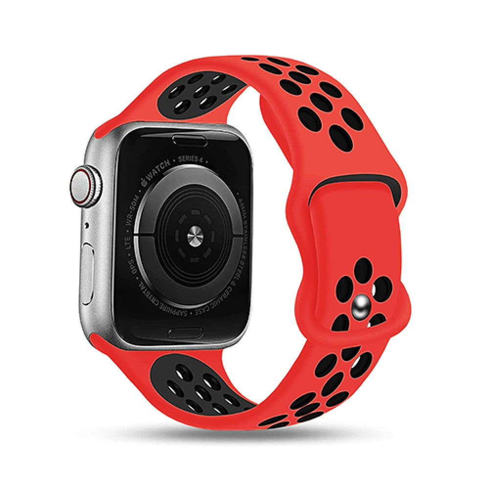 Curea Silicone Flex Loop - Apple Watch 1/2/3/4/5/6/7/8/9/10/11/SE/SE2/SE3/Ultra 1/Ultra 2/Ultra 3 - 42/44/45/46/49 MM - Red/Black