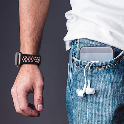 Curea Silicone Flex Loop - Apple Watch 1/2/3/4/5/6/7/8/9/10/11/SE/SE2/SE3/Ultra 1/Ultra 2/Ultra 3 - 42/44/45/46/49 MM - Black/Pink