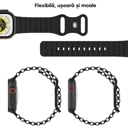 Curea Ocean Explorer - Apple Watch 1/2/3/4/5/6/7/8/9/10/11/SE/SE2/SE3/Ultra 1/Ultra 2/Ultra 3 - 42/44/45/46/49 MM - Negru