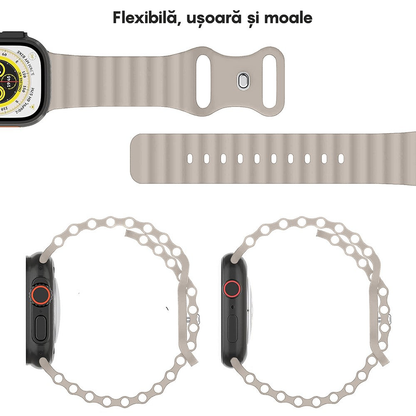 Curea Ocean Explorer - Apple Watch 1/2/3/4/5/6/7/8/9/10/11/SE/SE2/SE3/Ultra 1/Ultra 2/Ultra 3 - 42/44/45/46/49 MM - Crem