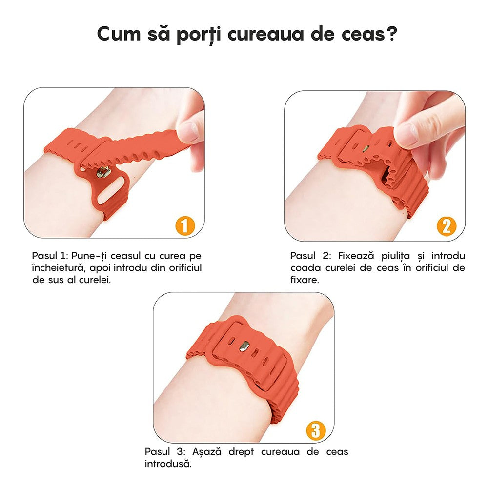 Curea Ocean Explorer - Apple Watch 1/2/3/4/5/6/7/8/9/10/11/SE/SE2/SE3/Ultra 1/Ultra 2/Ultra 3 - 42/44/45/46/49 MM - Portocaliu