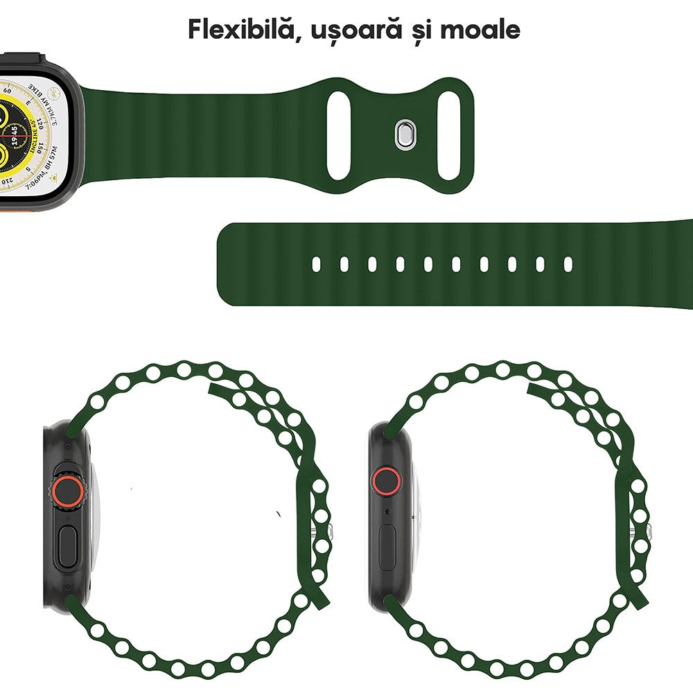 Curea Ocean Explorer - Apple Watch 1/2/3/4/5/6/7/8/9/10/11/SE/SE2/SE3/Ultra 1/Ultra 2/Ultra 3 - 42/44/45/46/49 MM - Verde Inchis