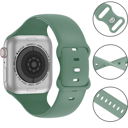 Curea Silicone Flex Loop - Apple Watch 1/2/3/4/5/6/7/8/9/10/11/SE/SE2/SE3 - 38/40/41/42 MM - Pine Green