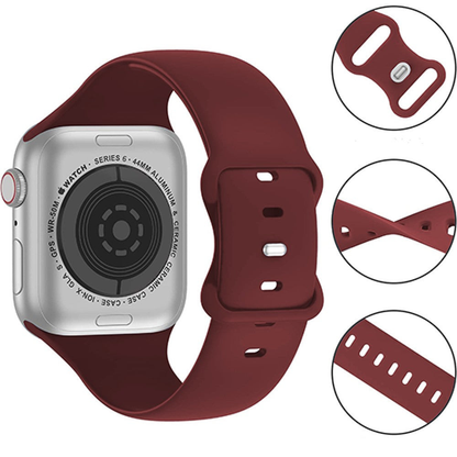 Curea Silicone Flex Loop - Apple Watch 1/2/3/4/5/6/7/8/9/10/11/SE/SE2/SE3 - 38/40/41/42 MM - Wine Red