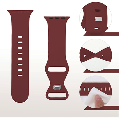 Curea Silicone Flex Loop - Apple Watch 1/2/3/4/5/6/7/8/9/10/11/SE/SE2/SE3 - 38/40/41/42 MM - Wine Red