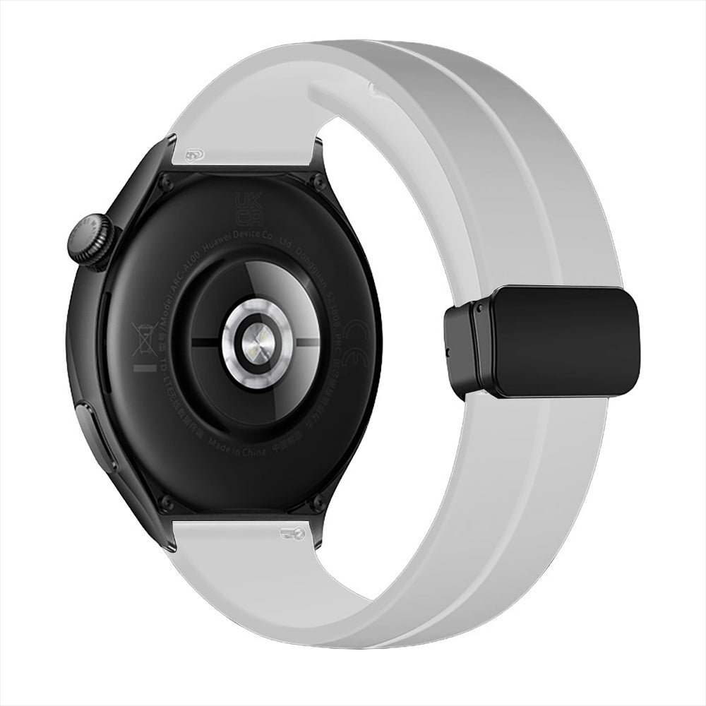 Curea Silicone Metallic Link - Samsung Galaxy Watch 7/6/6 Classic/5 Pro/5/4/4 Classic/3 41mm/42 mm/Active 2/Active/FE - 20mm - Alb