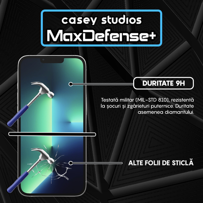Folie Sticla MaxDefense+ - iPhone 13/13 Pro - Negru
