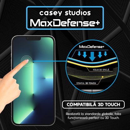 Folie Sticla MaxDefense+ - iPhone 13/13 Pro - Negru