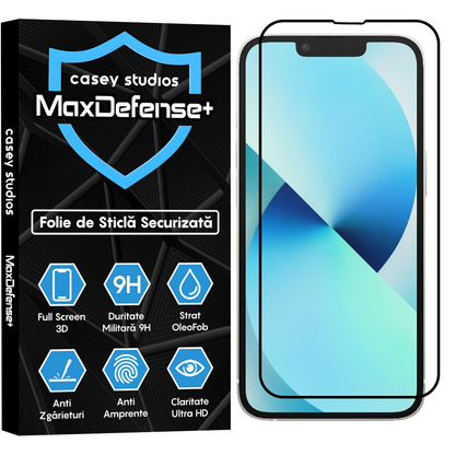 Folie Sticla MaxDefense+ - iPhone 13 Mini - Negru