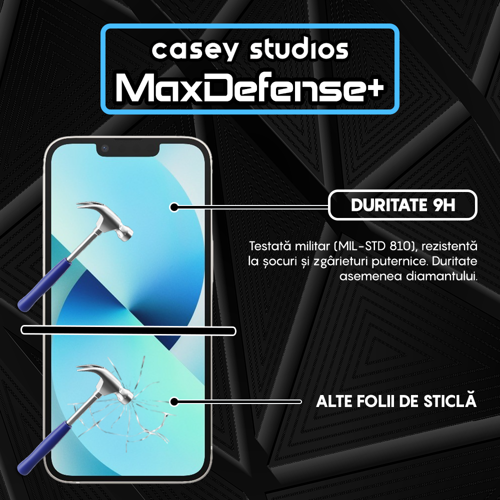 Folie Sticla MaxDefense+ - iPhone 13 Mini - Negru