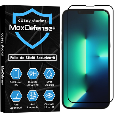 Folie Sticla MaxDefense+ - iPhone 13 Pro Max - Negru