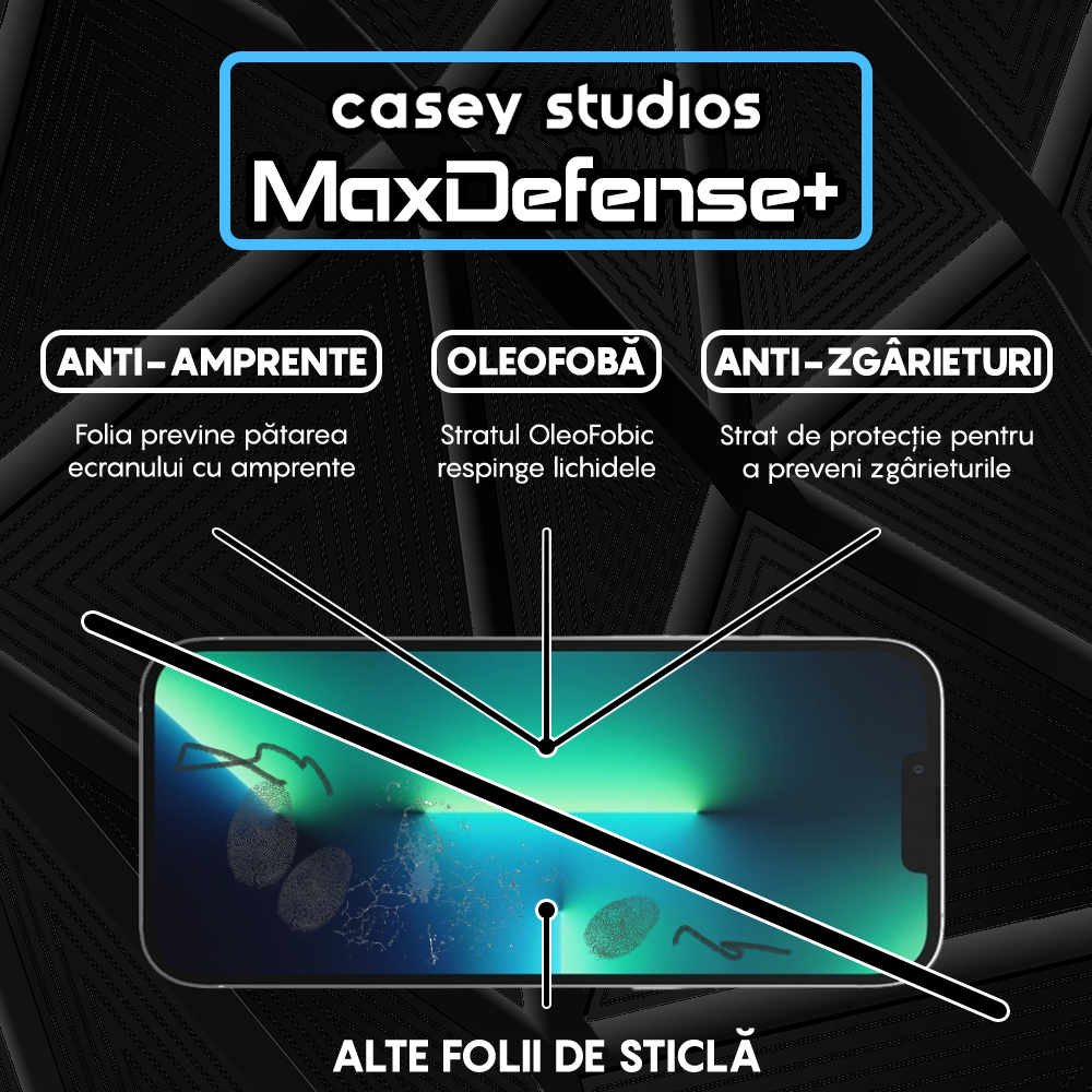 Folie Sticla MaxDefense+ - iPhone 13 Pro Max - Negru