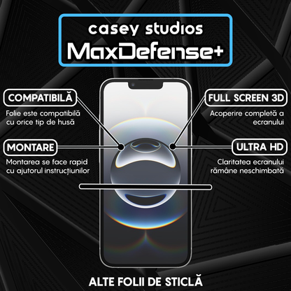 Folie Sticla MaxDefense+ - iPhone 16e - Negru