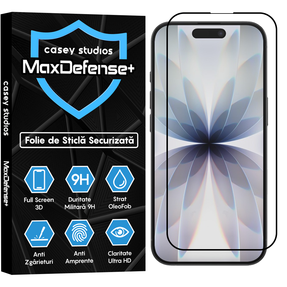 Folie Sticla MaxDefense+ - iPhone 17 - Negru