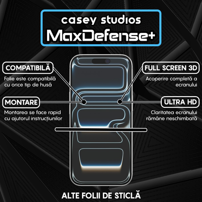 Folie Sticla MaxDefense+ - iPhone 17 Pro - Negru