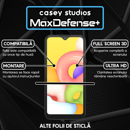 Folie Sticla MaxDefense+ - Samsung Galaxy A01 - Negru