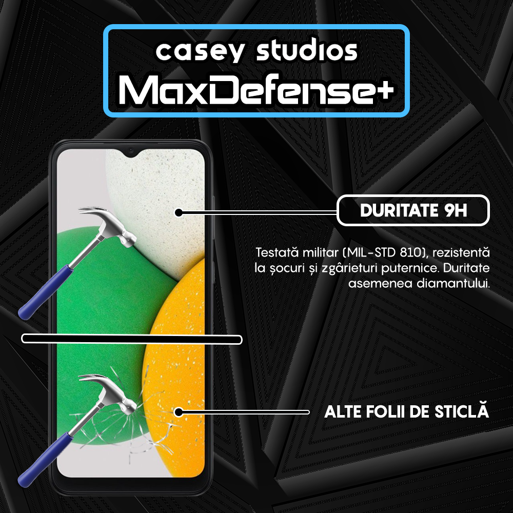 Folie Sticla MaxDefense+ - Samsung Galaxy A04E/A03s/A02s/A03/A03 Core - Negru
