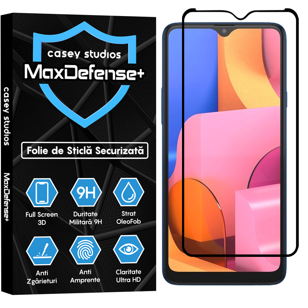 Folie Sticla MaxDefense+ - Samsung Galaxy A20S - Negru