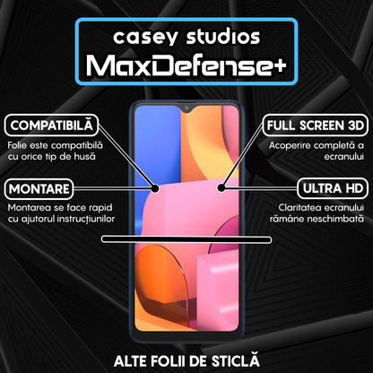 Folie Sticla MaxDefense+ - Samsung Galaxy A20S - Negru