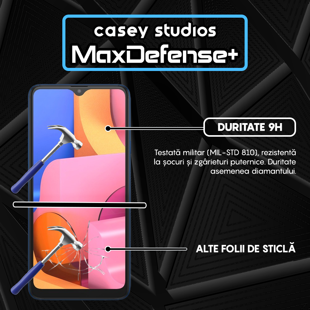 Folie Sticla MaxDefense+ - Samsung Galaxy A20S - Negru
