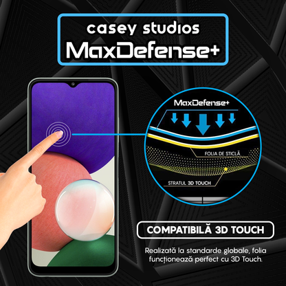 Folie Sticla MaxDefense+ - Samsung Galaxy A22 5G - Negru