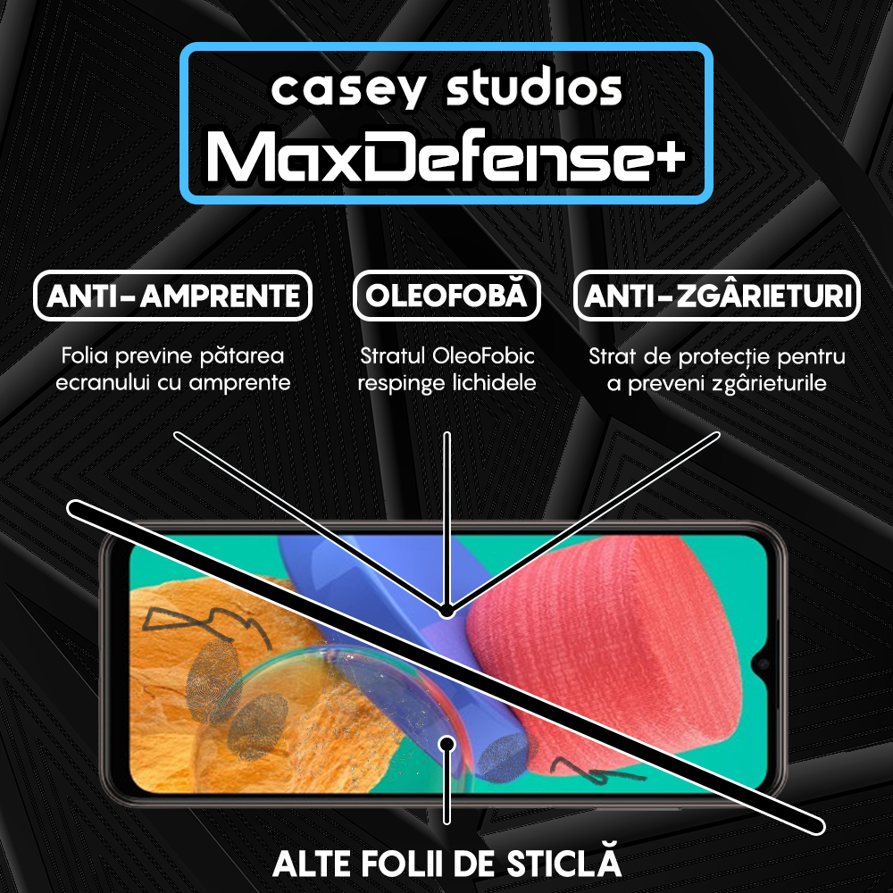 Folie Sticla MaxDefense+ - Samsung Galaxy A23 5G/A23 4G/A04S/A04/A13 5G/A13 4G/M23/M33/M13/F23/F13 - Negru
