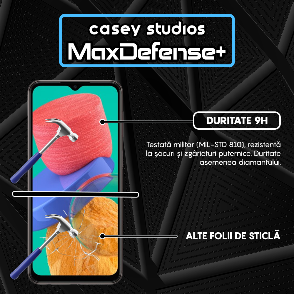 Folie Sticla MaxDefense+ - Samsung Galaxy A23 5G/A23 4G/A04S/A04/A13 5G/A13 4G/M23/M33/M13/F23/F13 - Negru