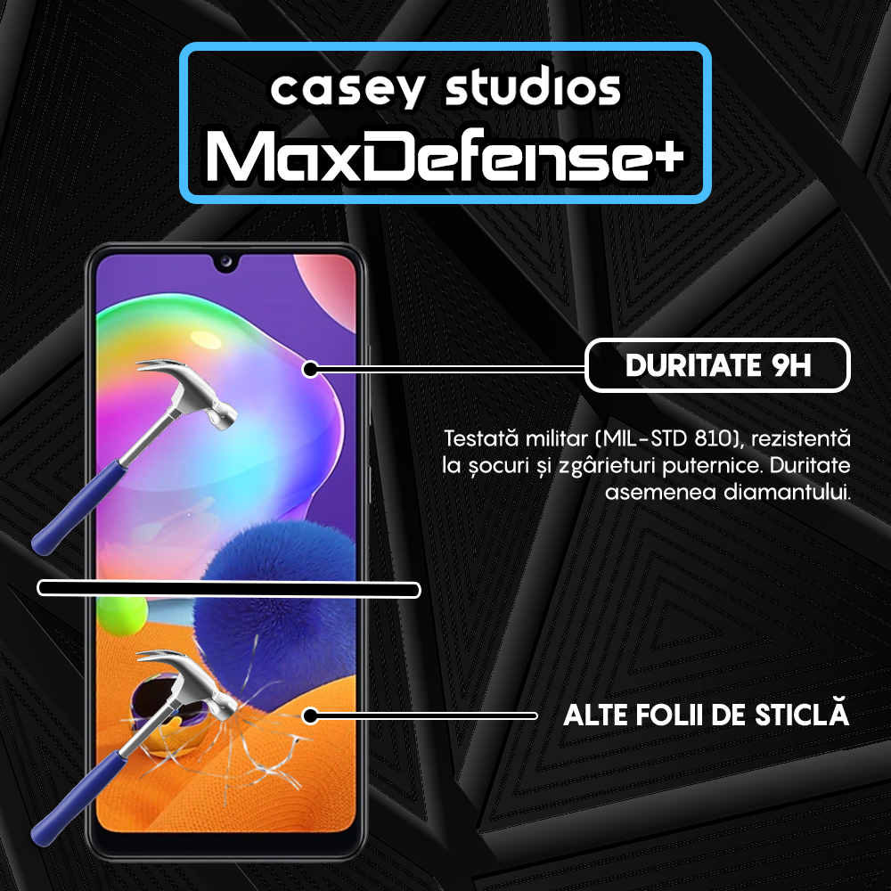 Folie Sticla MaxDefense+ - Samsung Galaxy A31 - Negru
