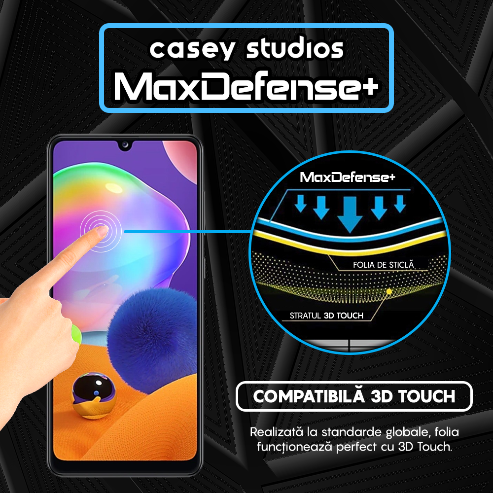 Folie Sticla MaxDefense+ - Samsung Galaxy A31 - Negru