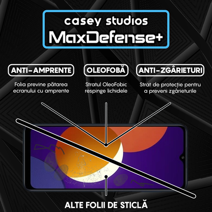 Folie Sticla MaxDefense+ - Samsung Galaxy A32 5G/A12 NACHO/A12/M12/A02/F12/M02 - Negru