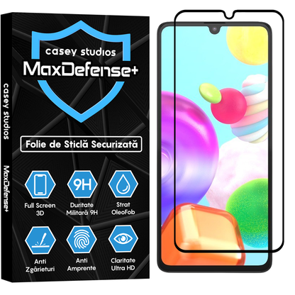 Folie Sticla MaxDefense+ - Samsung Galaxy A41 - Negru
