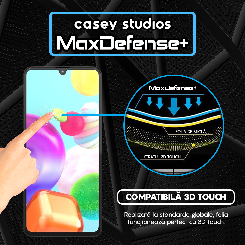 Folie Sticla MaxDefense+ - Samsung Galaxy A41 - Negru