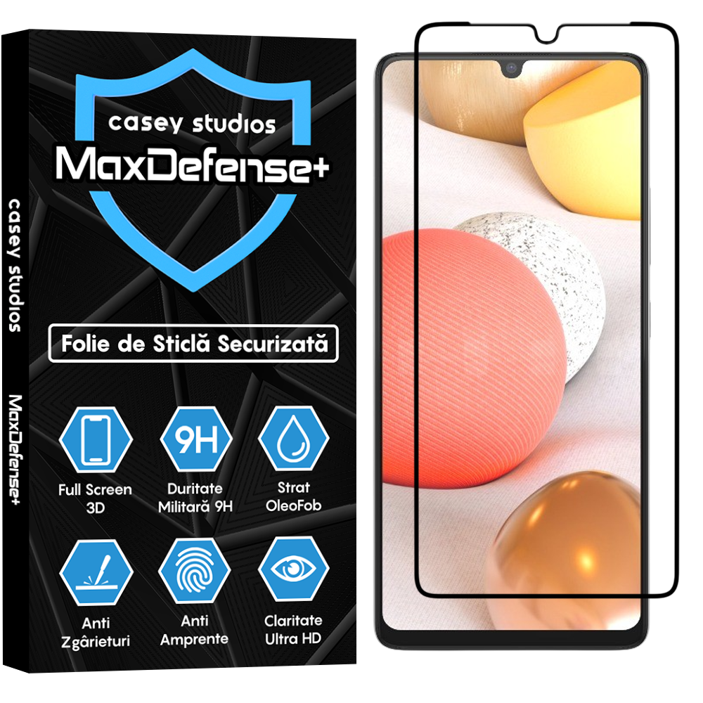 Folie Sticla MaxDefense+ - Samsung Galaxy A42 5G - Negru