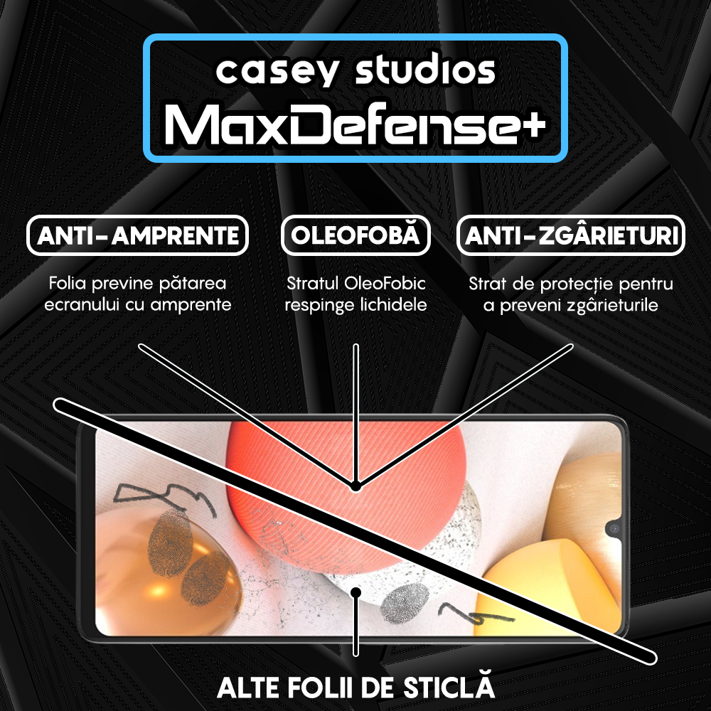 Folie Sticla MaxDefense+ - Samsung Galaxy A42 5G - Negru