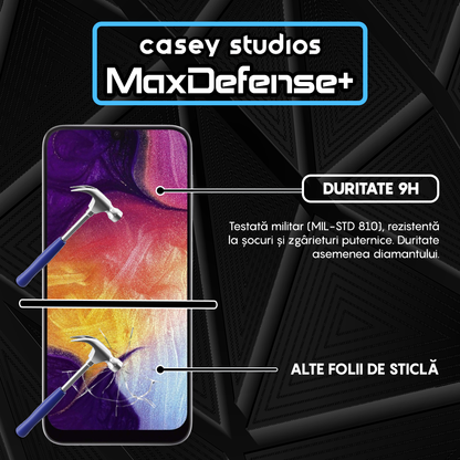 Folie Sticla MaxDefense+ - Samsung Galaxy A50/A50s/A20/A30/A30s/M21/M30/M30s/M31 - Negru