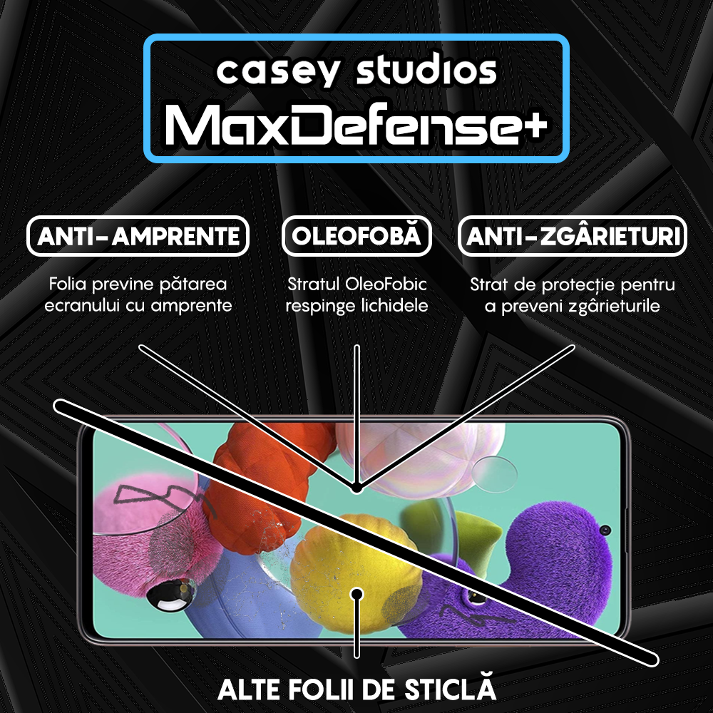 Folie Sticla MaxDefense+ - Samsung Galaxy A51 4G/5G - Negru