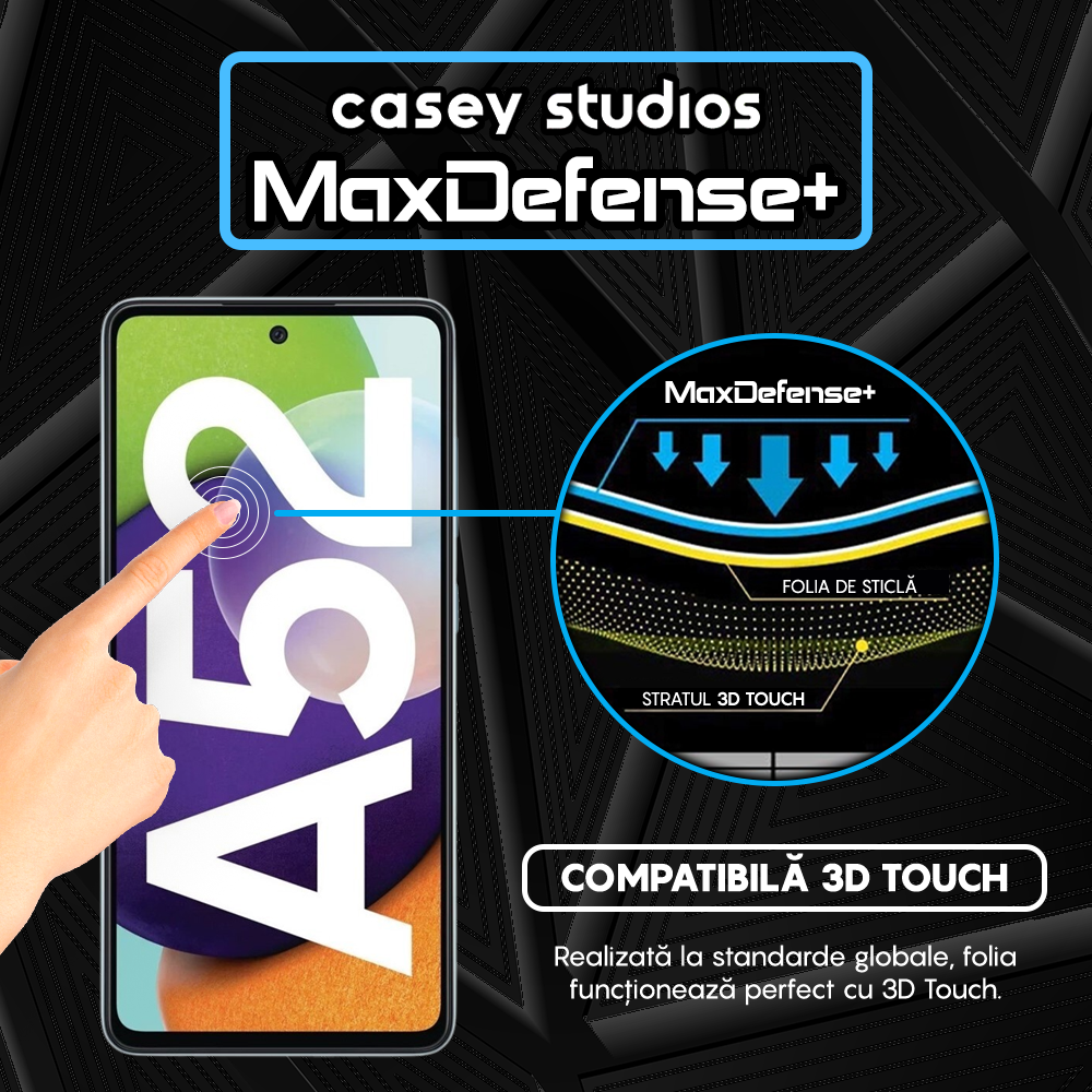 Folie Sticla MaxDefense+ - Samsung Galaxy A52S 5G/A52 5G/A52 4G - Negru