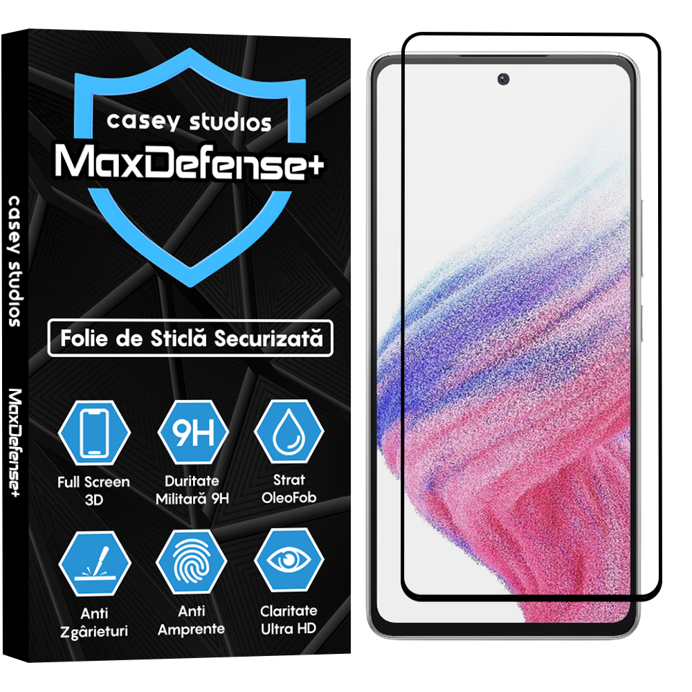 Folie Sticla MaxDefense+ - Samsung Galaxy A53 5G - Negru