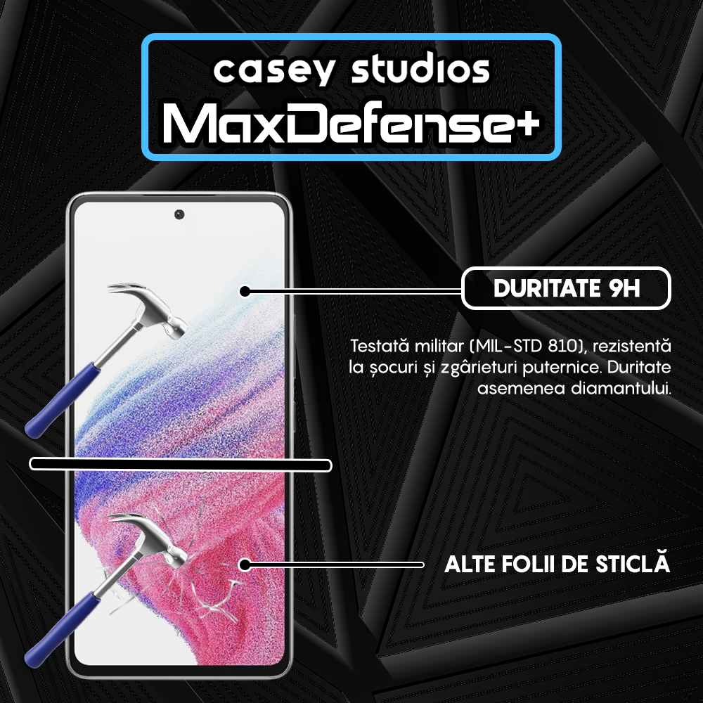 Folie Sticla MaxDefense+ - Samsung Galaxy A53 5G - Negru