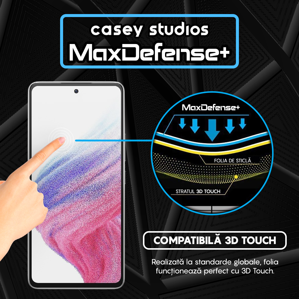Folie Sticla MaxDefense+ - Samsung Galaxy A53 5G - Negru