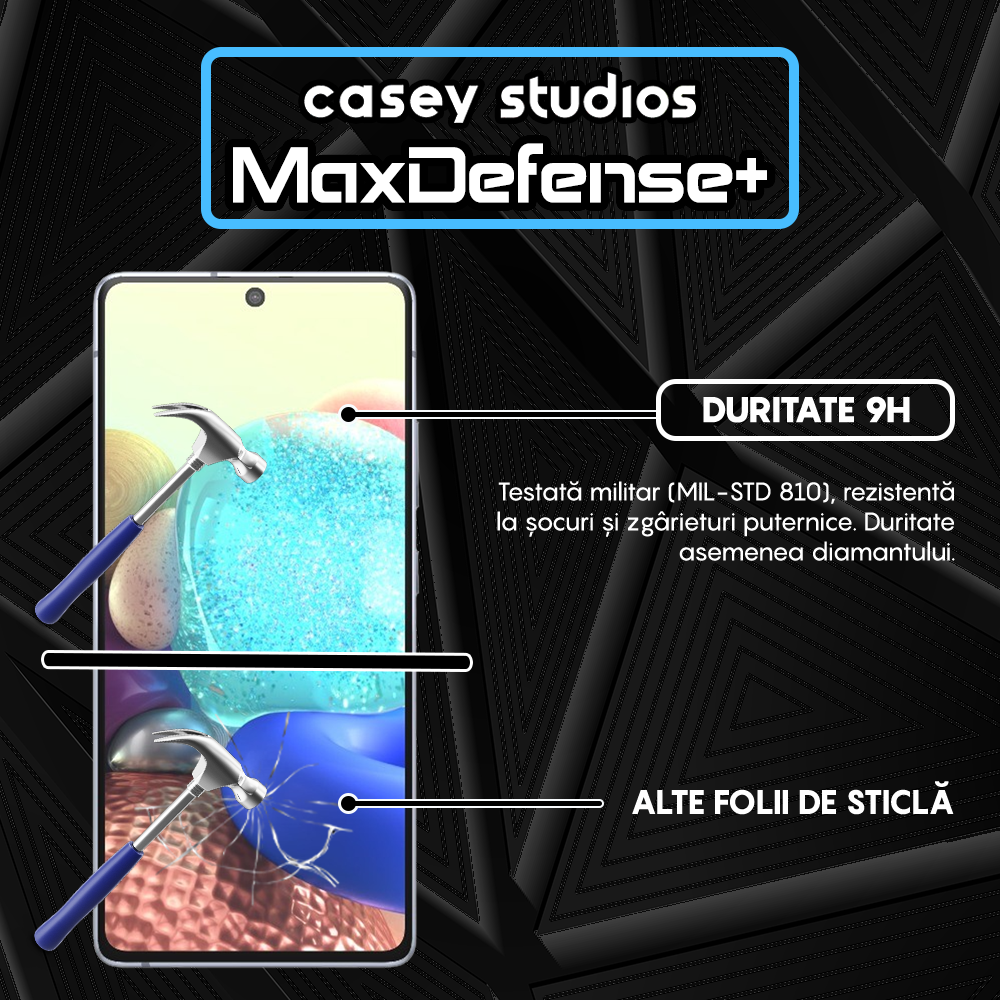 Folie Sticla MaxDefense+ - Samsung Galaxy A71 4G/A71 5G/M51/Note 10 Lite - Negru