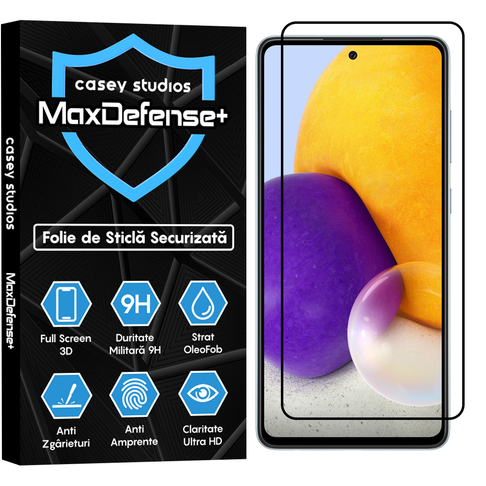 Folie Sticla MaxDefense+ - Samsung Galaxy A72 4G/A72 5G - Negru