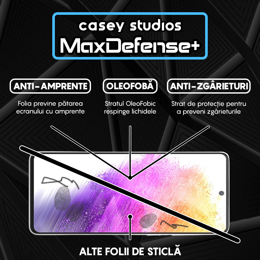 Folie Sticla MaxDefense+ - Samsung Galaxy A73 5G - Negru