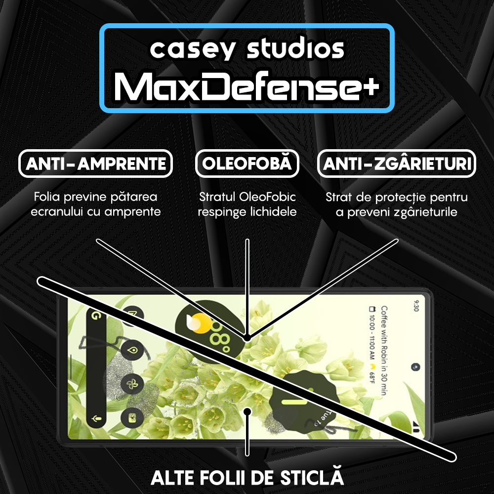 Folie Sticla MaxDefense+ - Google Pixel 6 - Negru